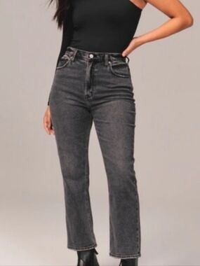 Abercrombie & Fitch Curve Love Ankle Straight Jeans Washed Black 30 Long